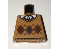 Torso Argyle Sweater with White Shirt Collar and Button Pattern