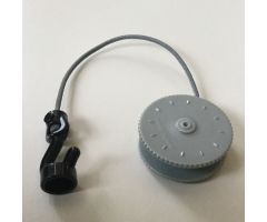Duplo Winch Drum Narrow High with Dark Bluish Gray Thick Rope and Black Winch Hook with Stud Case