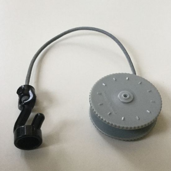 Duplo Winch Drum Narrow High with Dark Bluish Gray Thick Rope and Black Winch Hook with Stud Case