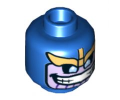 Minifigure, Head Alien with Gold Eyebrows, Lavender Face with Wide Grin and Gold Stripe on Back Pattern - Hollow Stud