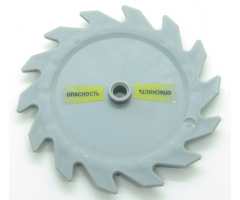 Technic Circular Saw Blade 9 x 9 with Pin Hole and Teeth in Same Direction with Cyrillic Characters '????????b' (OPASNOSTB) Pattern Model Right Side (Stickers) - Set 7626