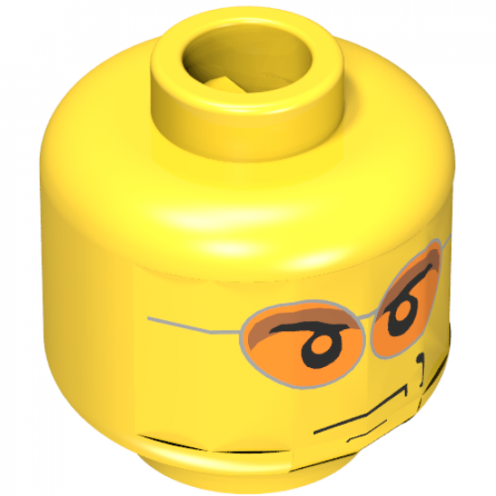 Minifigure, Head Glasses with Orange Sunglasses and Smirk Pattern - Blocked Open Stud