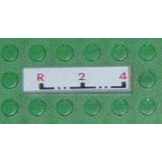 Tile 1 x 4 with 'R-2-4' Gearbox Pattern (Sticker) - Set 8448