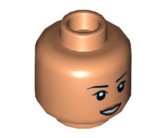 Minifigure, Head Dual Sided Female, Black Eyebrows, Reddish Brown Lips, Open Mouth Smile / Sad Pattern - Hollow Stud