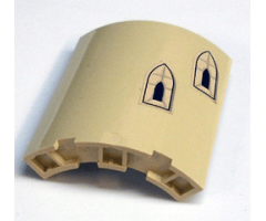 Cylinder Quarter 4 x 4 x 6 with Castle Windows, Higher Window on Right Pattern (Stickers) - Set 3828