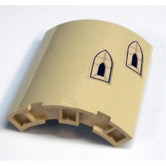 Cylinder Quarter 4 x 4 x 6 with Castle Windows, Higher Window on Right Pattern (Stickers) - Set 3828