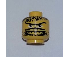 Minifigure, Head Moustache Thin, Goatee, Long Eyebrow, Stubble Pattern - Blocked Open Stud