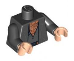 Torso Open Jacket over Open Shirt, Hairy Chest Pattern / Black Arms / Light Nougat Hands