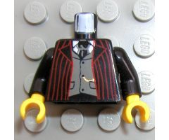 Torso Harry Potter Dark Red Stripe Suit Front, Gray Vest and Tie, Gold Fob Pattern / Black Arms / Yellow Hands