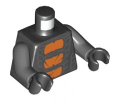 Torso Ninjago Snake with Orange Scales Pattern (Bytar) / Dark Bluish Gray Arms / Black Hands