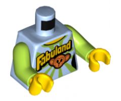 Torso Female Top with Lime Rays, 'Fabuland' Text, and Monkey Face Pattern / Lime Arms / Yellow Hands
