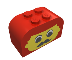Slope, Curved 4 x 2 x 2 Double with Four Studs with Yellow Face, Moustache Pattern