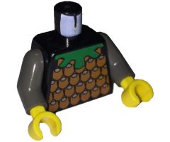 Torso Castle Knights Kingdom Scale Mail Brown Pattern / Dark Gray Arms / Yellow Hands