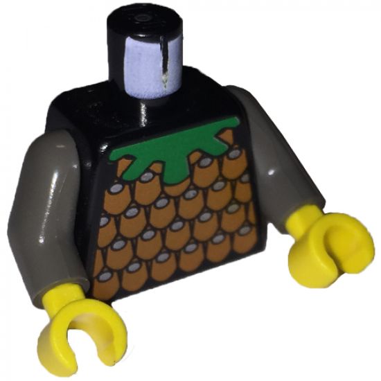 Torso Castle Knights Kingdom Scale Mail Brown Pattern / Dark Gray Arms / Yellow Hands