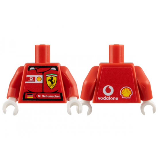 Torso Racers Ferrari front, Vodafone back (Stickers) with M. Schumacher Name Pattern / Red Arms / White Hands