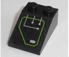 Slope 33 3 x 2 with Silver Circuitry, 2 Lines Straight, 1 Line Bent in Lime Outline Pattern (Sticker) - Set 7709