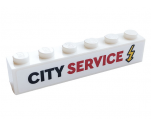 Brick 1 x 6 with Black and Red 'CITY SERVICE' and Yellow Electricity Symbol Pattern (Sticker) - Set 60306
