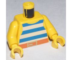 Torso Pirate Stripes Blue / White with Gold Belt Buckle Pattern / Yellow Arms / Yellow Hands