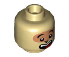 Minifigure, Head Dual Sided Medium Nougat Eye Mask, Cheek Scar, Open Mouth Smile / Eyes Closed Licking Lips Pattern - Hollow Stud