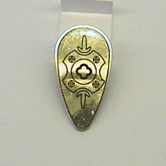 Minifigure, Shield Ovoid with Gold Chrome and Geometric Oriental Pattern