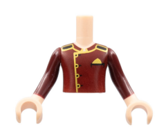 Mini Doll, Torso Friends Boy Dark Red Jacket with Gold Trim Pattern, Light Nougat Arms with Hands with Dark Red Sleeves Pattern