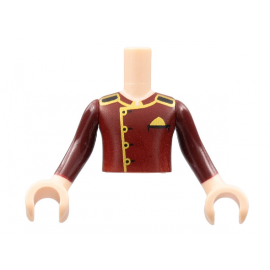 Mini Doll, Torso Friends Boy Dark Red Jacket with Gold Trim Pattern, Light Nougat Arms with Hands with Dark Red Sleeves Pattern