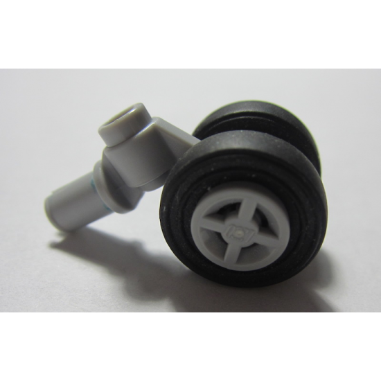 Aircraft Technic Pin with Dual Wheels Holder with Light Bluish Gray Wheels and Black Tires (61483 / 4624 / 3139)