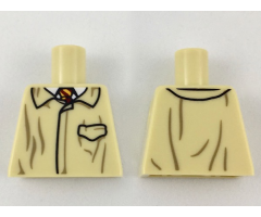 Torso Closed Jacket with Dark Tan Wrinkles, White Shirt with Dark Red and Bright Light Orange Tie Pattern