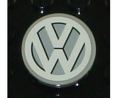 Tile, Round 2 x 2 with VW Logo White Pattern (Sticker) - Set 10187