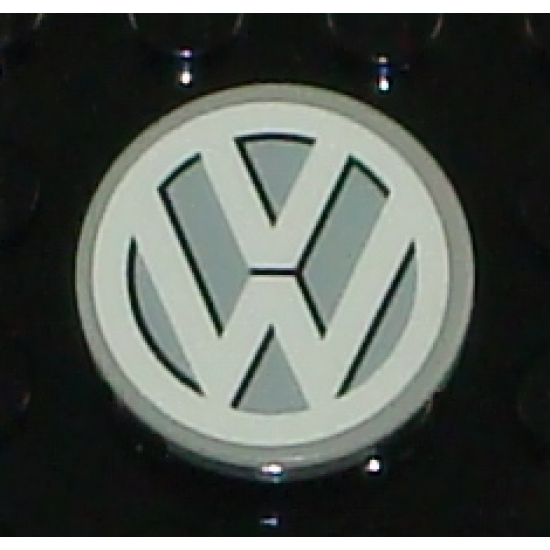 Tile, Round 2 x 2 with VW Logo White Pattern (Sticker) - Set 10187