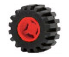 Wheel & Tire Assembly 11mm D. x 12mm, Hole Notched for Wheels Holder Pin with Black Tire Offset Tread Small Wide (6014b / 6015)