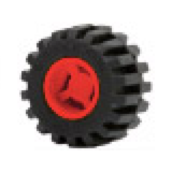 Wheel & Tire Assembly 11mm D. x 12mm, Hole Notched for Wheels Holder Pin with Black Tire Offset Tread Small Wide (6014b / 6015)