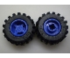 Wheel & Tire Assembly 11mm D. x 12mm, Hole Notched for Wheels Holder Pin with Black Tire Offset Tread Small Wide (6014b / 6015)