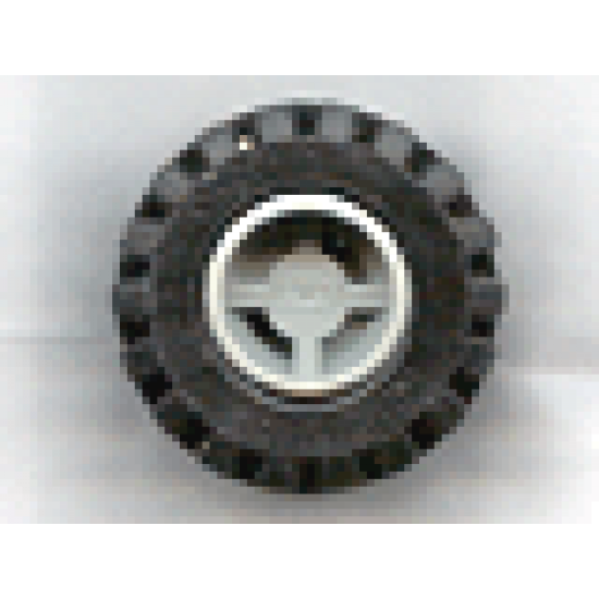 Wheel & Tire Assembly 11mm D. x 12mm, Hole Notched for Wheels Holder Pin with Black Tire Offset Tread Small Wide (6014b / 6015)