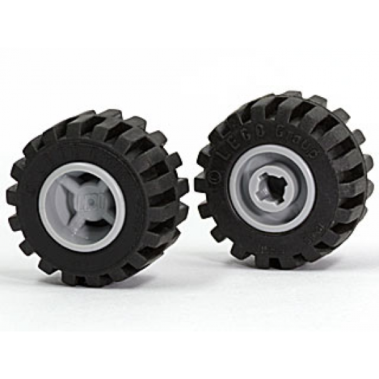 Wheel & Tire Assembly 11mm D. x 12mm, Hole Notched for Wheels Holder Pin with Black Tire Offset Tread Small Wide (6014b / 6015)