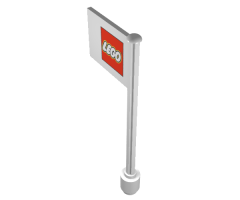 Flag on Flagpole, Straight with Red Small Lego Pattern