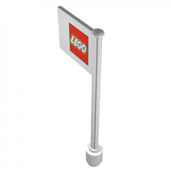 Flag on Flagpole, Straight with Red Small Lego Pattern