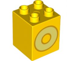 Duplo, Brick 2 x 2 x 2 with Letter O Bright Light Yellow Pattern