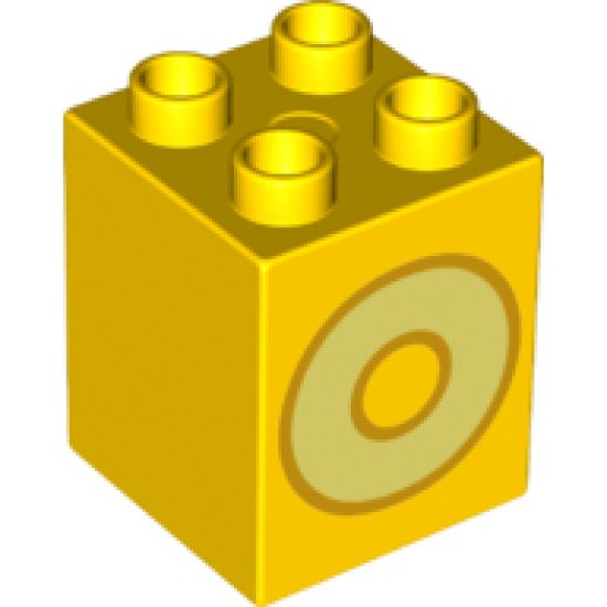 Duplo, Brick 2 x 2 x 2 with Letter O Bright Light Yellow Pattern