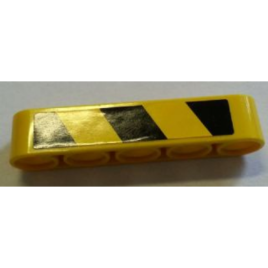 Technic, Liftarm 1 x 5 Thick with Black and Yellow Danger Stripes Pattern Model Right Side (Sticker) - Set 8258