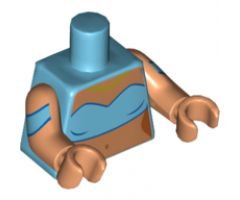 Torso Female Tube Top, Gold Necklace, Nougat Neck and Midriff Pattern / Nougat Arms with Medium Azure Curved Armband Pattern / Nougat Hands