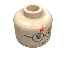 Minifigure, Head Glasses with Lightning Bolt on Forehead Pattern (HP Harry) - Blocked Open Stud