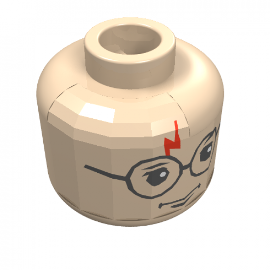 Minifigure, Head Glasses with Lightning Bolt on Forehead Pattern (HP Harry) - Blocked Open Stud