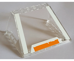 Windscreen 6 x 8 x 3 with 6 Studs on Top with White Stripes on Edges and Worn Orange and White Stripe on Front Bottom Pattern (Stickers) - Set 75144