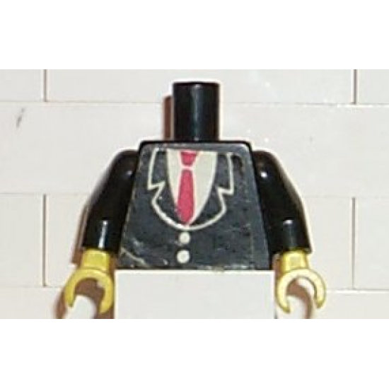 Torso Suit with Two Buttons and Red Tie Pattern (Sticker) / Black Arms / Yellow Hands