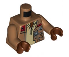 Torso SW Jacket Worn with Pockets, Zipper and Gadgets, Tan Undershirt Pattern / Medium Nougat Arms / Reddish Brown Hands
