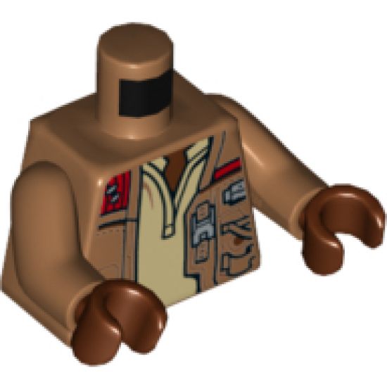 Torso SW Jacket Worn with Pockets, Zipper and Gadgets, Tan Undershirt Pattern / Medium Nougat Arms / Reddish Brown Hands