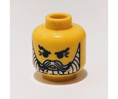 Minifigure, Head Beard with White Beard and Moustache, Crow's Feet Pattern - Blocked Open Stud