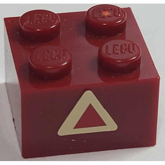 Brick 2 x 2 with Dark Red Triangle on Tan Pattern (Sticker) - Set 7475