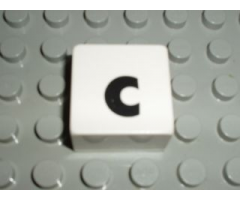 Duplo, Tile 2 x 2 x 1 with Black Lowercase Letter c Pattern